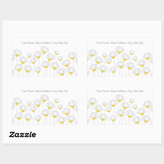 Handtekening Drawn Daisy Stems Labels (Vel)