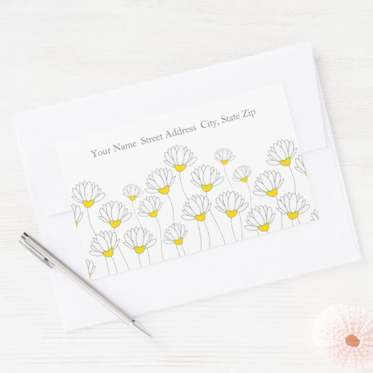 Handtekening Drawn Daisy Stems Labels (Envelop)