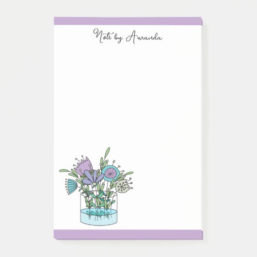 Handtekening Drawn Flowers Post-it® notes Sjabloon (Voorkant)