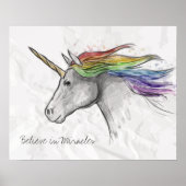 Handtekening Drawn Magical Unicorn. Geloof in Mira Poster (Voorkant)