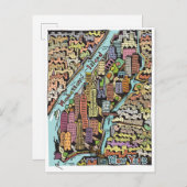 Handtekening Drawn Map van New York City Briefkaart (Voorkant / Achterkant)