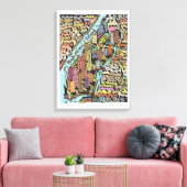 Handtekening Drawn Map van New York City Canvas Afdruk (Insitu (Woonkamer))