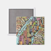 Handtekening Drawn Map van New York City Magneet (Voorkant / Achterkant)