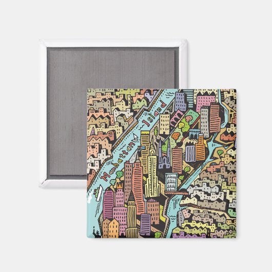 Handtekening Drawn Map van New York City Magneet (Voorkant / Achterkant)