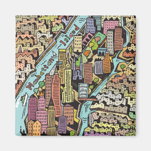 Handtekening Drawn Map van New York City Magneet