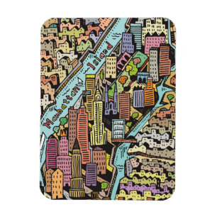 Handtekening Drawn Map van New York City Magneet
