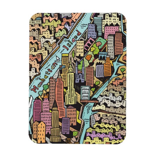 Handtekening Drawn Map van New York City Magneet (Verticaal)