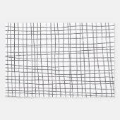 Handtekening Drawn Pinstripes Grid Wonky Black & W Inpakpapier Vel (Voorkant 2)