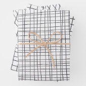 Handtekening Drawn Pinstripes Grid Wonky Black & W Inpakpapier Vel (In situ)