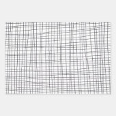 Handtekening Drawn Pinstripes Grid Wonky Black & W Inpakpapier Vel (Voorkant)