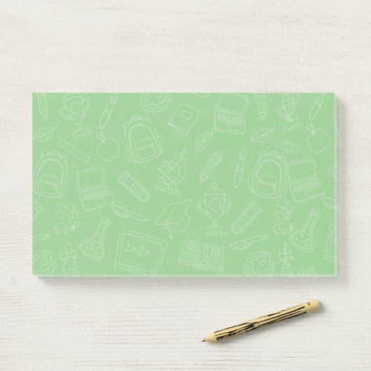 Handtekening Drawn School Supply Pattern Post-it® Notes (Op bureau)