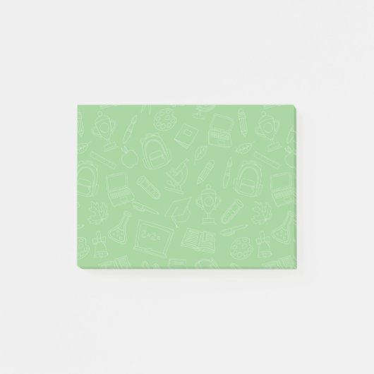 Handtekening Drawn School Supply Pattern Post-it® Notes (Voorkant)