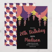 Handtekening drijvende ballon elke leeftijd kaart (Voorkant / Achterkant)