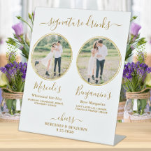 Handtekening Drink Aangepaste foto Gold Wedding Ba
