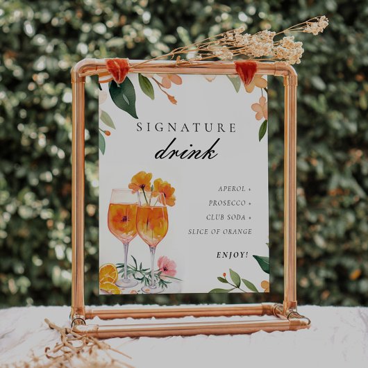 Handtekening Drink Aperol Spritz Vrijgezellenfeest Poster