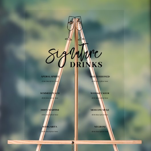 Handtekening Drink Bar Menu Acryl Teken Acryl Bord (Neutraal)