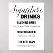 Handtekening Drink Bindbord zwart-wit Poster (Voorkant)