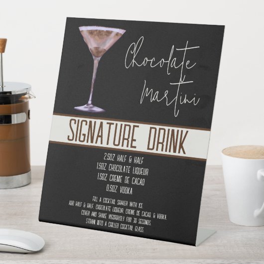 Handtekening Drink, Chocolade Martini, Feestmenu, Reclamebord Met Voetstuk (Insitu)