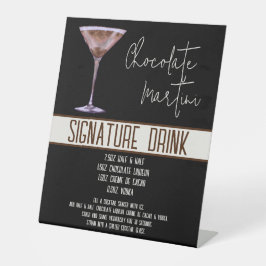Handtekening Drink, Chocolade Martini, Feestmenu, Reclamebord Met Voetstuk