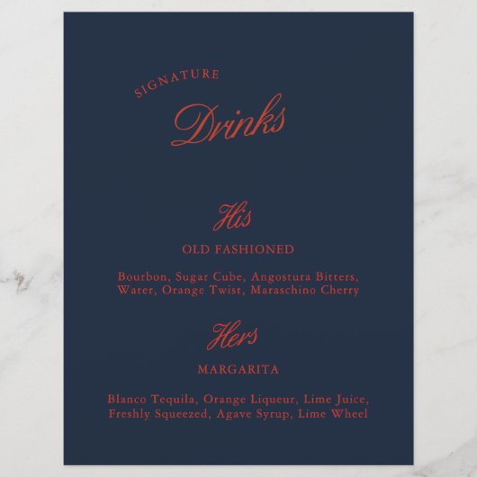 Handtekening Drink Deep Blue Zwart & Rood Wedding  (Voorkant)