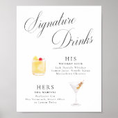 Handtekening Drink  Elegance Script Wedding Poster (Voorkant)