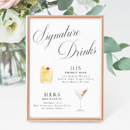 Handtekening Drink  Elegance Script Wedding Poster