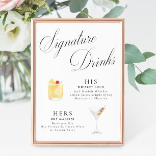 Handtekening Drink  Elegance Script Wedding Poster