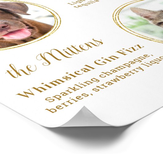 Handtekening Drink Elegant Gold Pet Wedding 2 Foto Poster (Hoek)