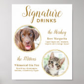 Handtekening Drink Elegant Gold Pet Wedding 2 Foto Poster (Voorkant)