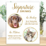 Handtekening Drink Elegant Gold Pet Wedding 2 Foto Poster<br><div class="desc">Signature Cocktails van je huisdieren! Neem je beste hond, beste kat en elk huisdier mee op je bruiloft met zijn eigen drink bar voor je gasten. Perfect voor hondenliefhebbers, en een speciale hondenbar zal een hit zijn op je bruiloft. Elegant goudscript en afbeelding sjablonen. Pas dit trouwerijbord aan met uw...</div>