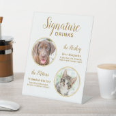 Handtekening Drink Elegant Gold Pet Wedding 2 Foto Reclamebord Met Voetstuk (Insitu)