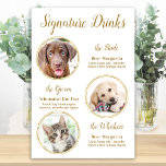 Handtekening Drink Elegant Gold Pet Wedding 3 Foto Poster<br><div class="desc">Signature Cocktails van je huisdieren! Neem je beste hond, beste kat en elk huisdier mee op je bruiloft met zijn eigen drink bar voor je gasten. Perfect voor hondenliefhebbers, en een speciale hondenbar zal een hit zijn op je bruiloft. Elegant goudscript en afbeelding sjablonen. Pas dit trouwerijbord aan met uw...</div>