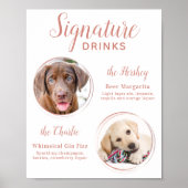 Handtekening Drink Elegant Roos Gold Pet Wedding Poster (Voorkant)