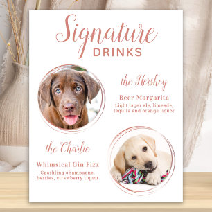 Handtekening Drink Elegant Roos Gold Pet Wedding Poster