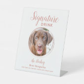 Handtekening Drink Elegant Roos Gold Pet Wedding Reclamebord Met Voetstuk (Voorkant)