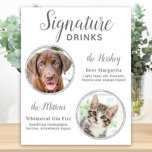 Handtekening Drink Elegant Silver Pet Wedding Foto Poster