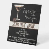 Handtekening Drink, Espresso Martini, Party Menu Reclamebord Met Voetstuk (Voorkant)