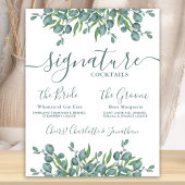 Handtekening Drink Eucalyptus Persoonlijk huwelijk Poster