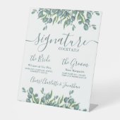 Handtekening Drink Eucalyptus Persoonlijk huwelijk Reclamebord Met Voetstuk (Voorkant)