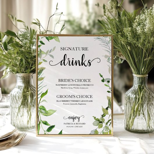 Handtekening Drink Greenery Waterverf Elegant Poster