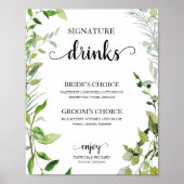 Handtekening Drink Greenery Waterverf Elegant Poster (Voorkant)