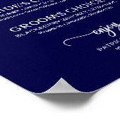 Handtekening Drink legant marineslag blauw bruilof Poster (Hoek)