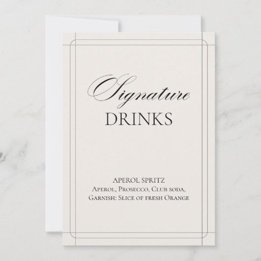 Handtekening Drink  lichtgrijs teken Kaart (Voorkant)