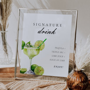 Handtekening Drink Margarita Bruids Fiesta Teken Poster