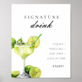 Handtekening Drink Margarita Bruids Fiesta Teken Poster (Voorkant)