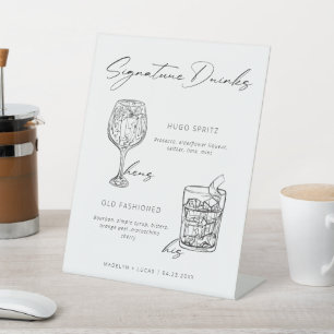 Handtekening Drink minimalistisch zwart-wit Reclamebord Met Voetstuk