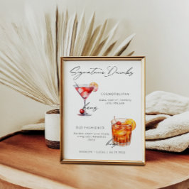 Handtekening Drink Modern Zwart-Wit Poster