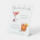 Handtekening Drink Modern Zwart-Wit Poster Reclamebord Met Voetstuk (Voorkant)