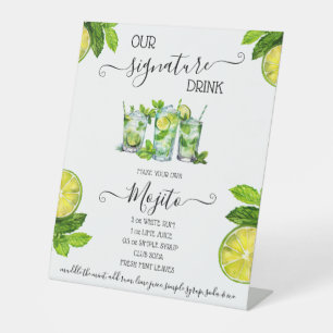 Handtekening Drink, Mojito Recept Vrijgezellenfees Reclamebord Met Voetstuk