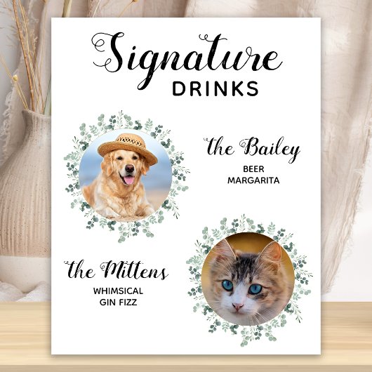 Handtekening Drink Pet Wedding Cocktail Poster